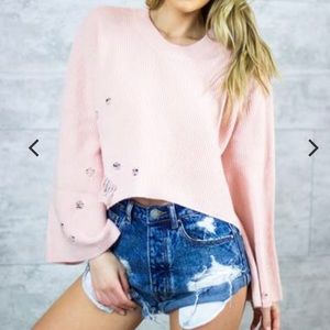 Pink Distressed Sweater